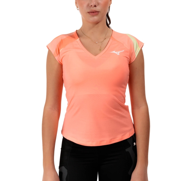 Women`s Tennis T-Shirts and Polos Mizuno Release Printed TShirt  Candy Coral 62GAA70053